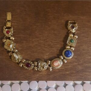 Vintage Multi-Stone Gold Bracelet